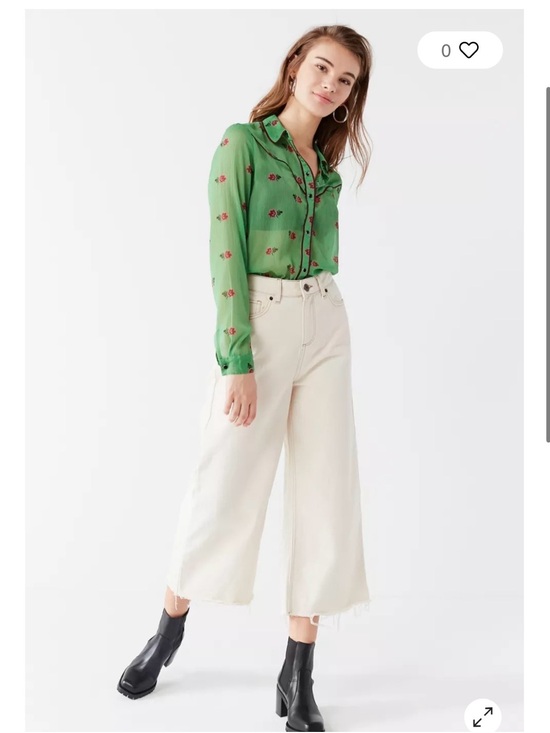 Urban Outfitters Denim - Urban Outfitters Cream Wide-Leg Cropped Jeans